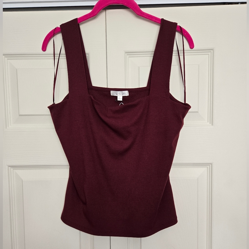 Nine Britton Maroon Ribbed Tank Top